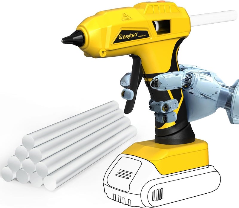 EASYTOO Hot Glue Gun Cordless – Craft Glue Guns, Compatible with DeWalt 20V Lithium-ion Battery（NO Battery, Tool Only) Full Size Hot Glue Gun Quick Heating with 10Pcs 0.43" Glue Sticks for Arts & Crafts & DIY - Image 1